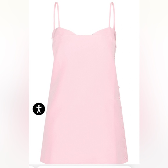 PINK WOVEN SIDE BUTTON DETAIL MINI A-LINE DRESS - Picture 4 of 5